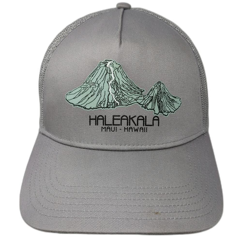 OTTO Haleakala Maui Hawaii Volcano Gray Trucker Hat One Size Mesh Snapback